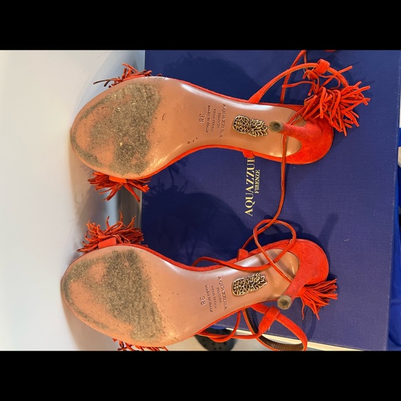 Coveted Red/Clementine Aquazzura Wild Thing Sandal Heel - Picture 2 of 9